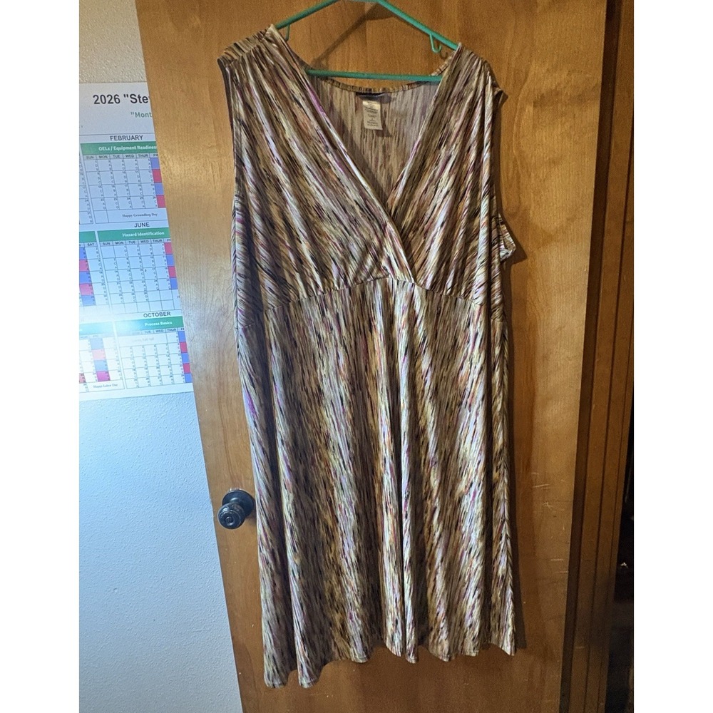JMS Just My Size Easy Dressing V-Neck Abstract Print Sleeveless Dress 4X 6177